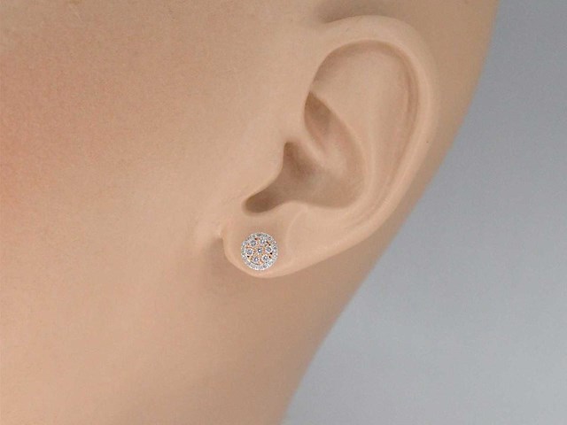 Witgouden oorbellen roze en witte natuurlijke diamant - afbeelding 2 van  8