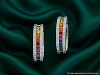 Witgouden oorbellen saffier 0.35 ct - afbeelding 3 van  9