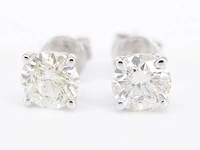 Witgouden oorbellen solitair diamant 1.00 ct