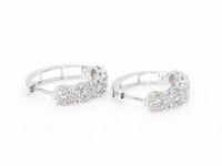 Witgouden oorbellen vijf chatons diamant - afbeelding 6 van  9