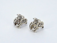 Witgouden oorclips met diamant en parels in vlindervorm - afbeelding 5 van  8