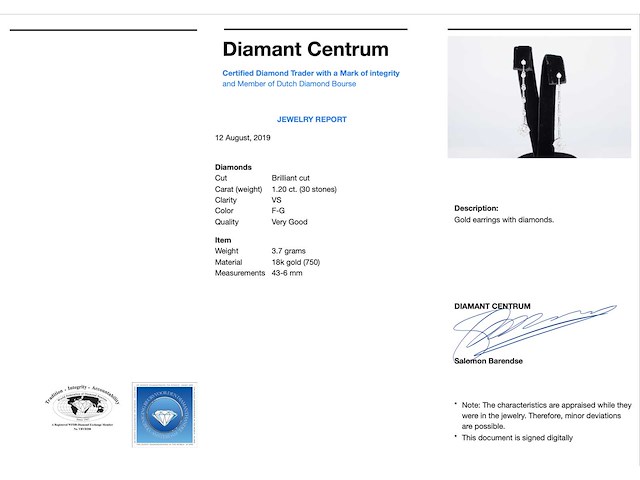 Witgouden oorhangers met diamanten - afbeelding 3 van  7