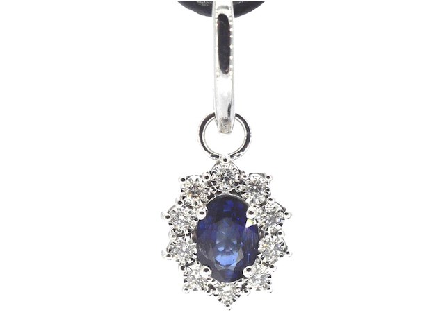 Witgouden oorhangers met natuurlijke diamanten en blauwe saffieren - afbeelding 4 van  9
