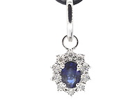 Witgouden oorhangers met natuurlijke diamanten en blauwe saffieren - afbeelding 4 van  9