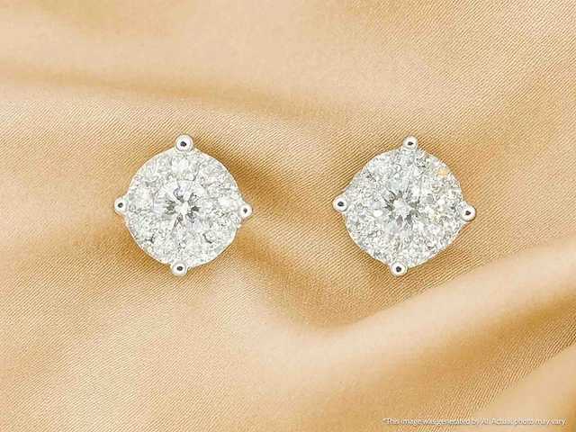 Witgouden oorknoppen diamant 0.30 ct - afbeelding 5 van  11
