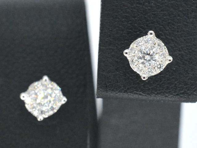 Witgouden oorknoppen met diamant - afbeelding 1 van  10