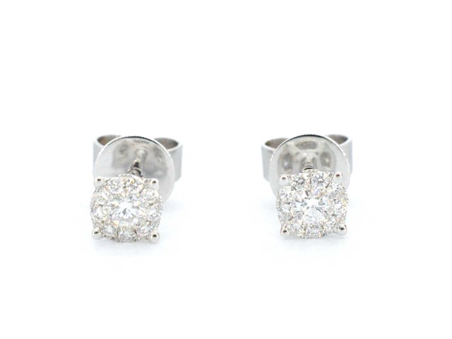 Witgouden oorknoppen met diamant - afbeelding 7 van  10