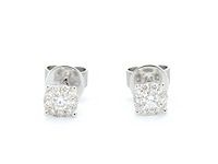 Witgouden oorknoppen met diamant - afbeelding 7 van  10