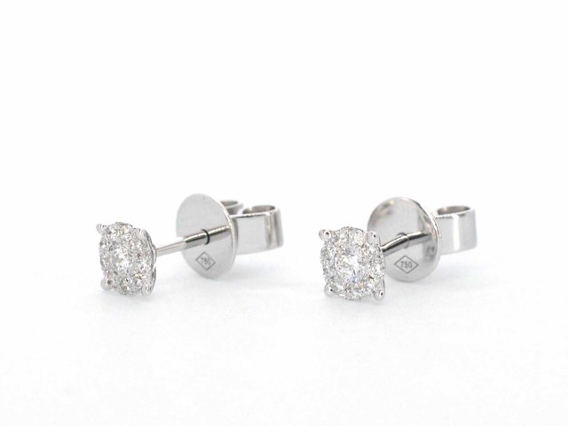 Witgouden oorknoppen met diamant - afbeelding 9 van  10