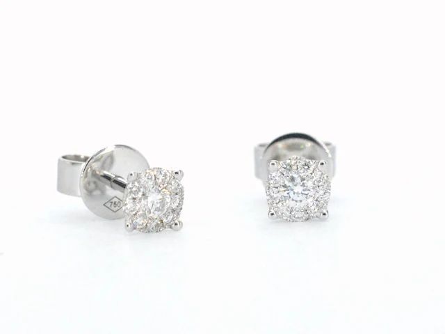 Witgouden oorknoppen met diamant - afbeelding 2 van  9