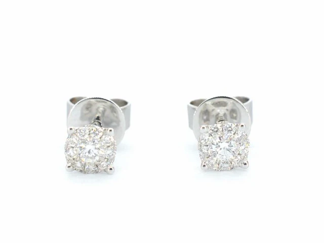 Witgouden oorknoppen met diamant - afbeelding 6 van  9
