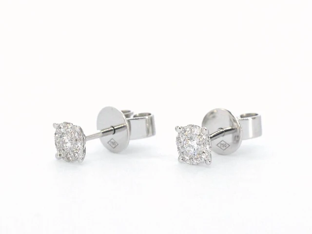 Witgouden oorknoppen met diamant - afbeelding 8 van  9