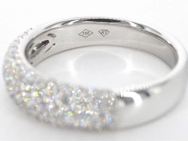 Witgouden pavé ring diamant 0.90 ct - afbeelding 3 van  11
