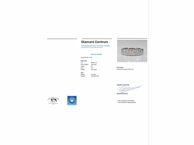 Witgouden pavé ring diamant 0.90 ct - afbeelding 5 van  11