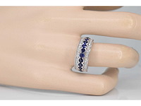 Witgouden pavé ring diamant saffier - afbeelding 2 van  5