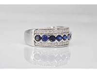 Witgouden pavé ring diamant saffier - afbeelding 3 van  5