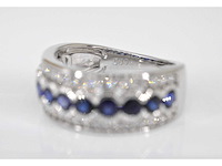 Witgouden pavé ring diamant saffier - afbeelding 4 van  5