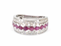 Witgouden pave ring met diamanten en robijn - afbeelding 4 van  7