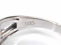 Witgouden pave ring met diamanten en robijn - afbeelding 5 van  7