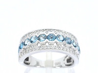 Witgouden pave ring met diamanten en topaas - afbeelding 1 van  11