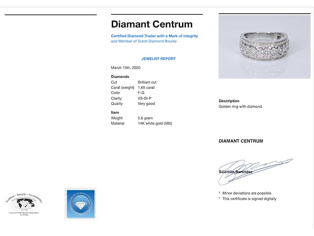 Witgouden pavé ring met diamanten - afbeelding 3 van  7
