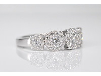 Witgouden rijring met 5 diamanten entourages 1.00 carat - afbeelding 5 van  8