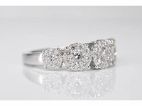 Witgouden rijring met 5 diamanten entourages 1.00 carat - afbeelding 6 van  10