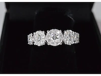 Witgouden rijring met 5 diamanten entourages 1.00 carat - afbeelding 8 van  10