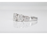 Witgouden rijring met 5 natuurlijke diamanten entourages 1.00 carat - afbeelding 5 van  10