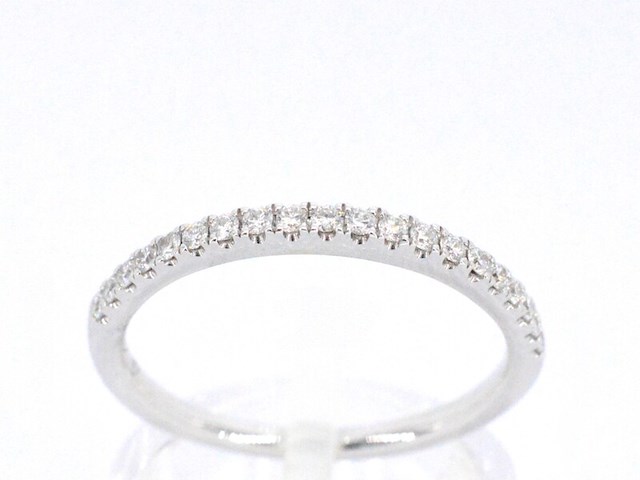 Witgouden rijring met briljant geslepen diamant - afbeelding 1 van  11