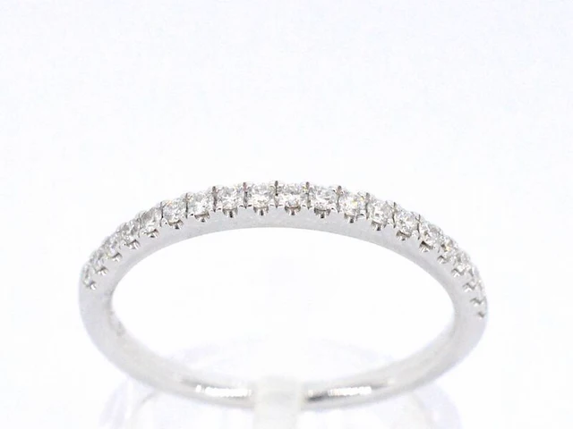 Witgouden rijring met briljant geslepen diamant - afbeelding 1 van  11