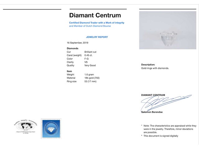 Witgouden rijring met briljant geslepen diamanten - afbeelding 4 van  10