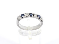 Witgouden rijring met diamant en saffier - afbeelding 1 van  8