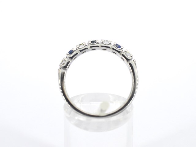 Witgouden rijring met diamant en saffier - afbeelding 5 van  8