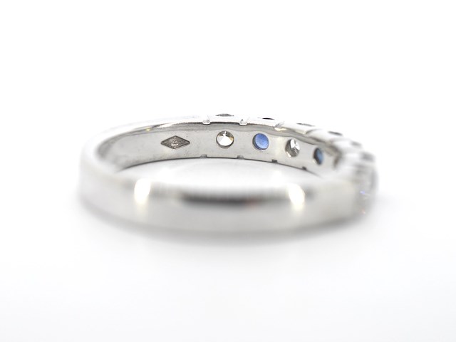 Witgouden rijring met diamant en saffier - afbeelding 6 van  8