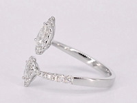 Witgouden rijring met pearshape en briljant geslepen diamanten 1.25 carat - afbeelding 11 van  12