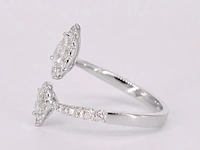 Witgouden rijring met pearshape en briljant geslepen diamanten 1.25 carat - afbeelding 11 van  12