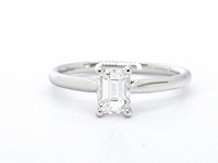 Witgouden ring 18 carat met emerald geslepen diamant gia gecertificeerd - afbeelding 1 van  10