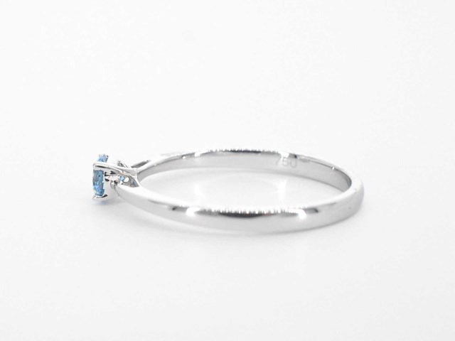 Witgouden ring blauwe diamant - afbeelding 6 van  9