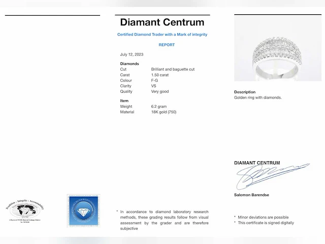 Witgouden ring briljant 1.50 ct - afbeelding 11 van  11