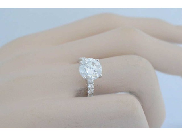 Witgouden ring briljant diamant 2.87 carat gecertificeerd - afbeelding 2 van  5