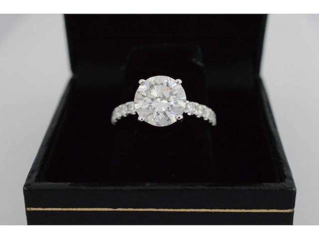 Witgouden ring briljant diamant 2.87 carat gecertificeerd - afbeelding 4 van  5