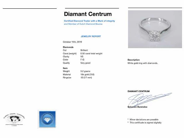 Witgouden ring diamant 0.50 ct - afbeelding 6 van  6