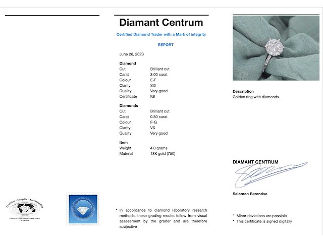 Witgouden ring diamant 3.00 carat - afbeelding 3 van  6