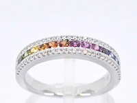 Witgouden ring diamant multicolour saffier