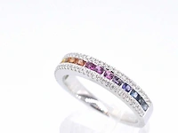 Witgouden ring diamant multicolour saffier - afbeelding 4 van  10