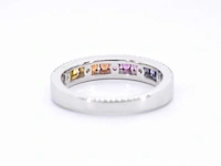 Witgouden ring diamant multicolour saffier - afbeelding 8 van  10