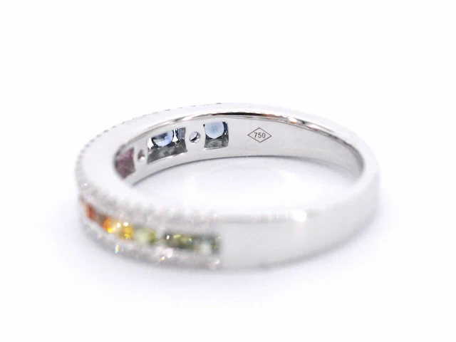 Witgouden ring diamant multicolour saffier - afbeelding 10 van  10