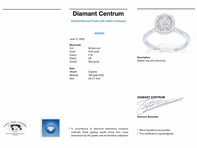 Witgouden ring diamant ovaal - afbeelding 2 van  10