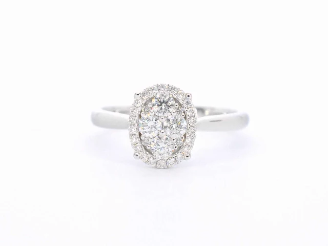 Witgouden ring diamant ovaal - afbeelding 7 van  10